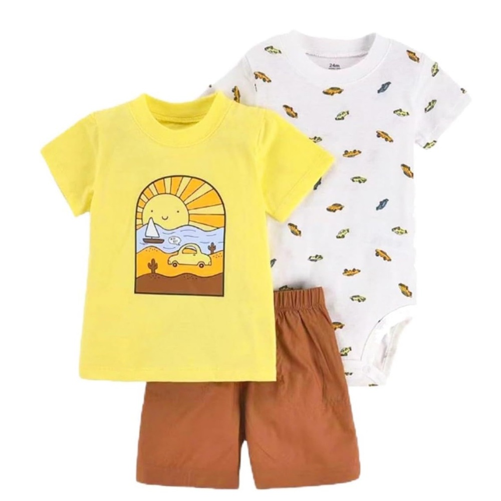 NWT Carter’s 3-Piece Baby Boy Outfit Set — Size 24M , tee, onesie, shorts